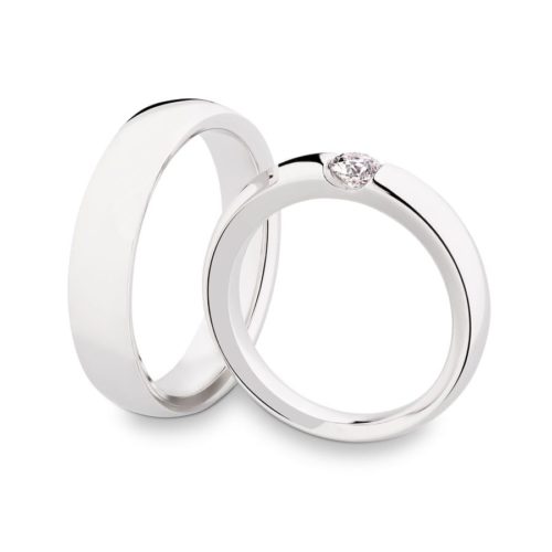 Trapez-Trauringe mit Spannring-Optik