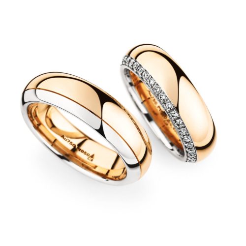 Bicolor Trauringe mit Brillanten