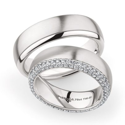 Luxus Trauringe in Platin mit Brillanten in Köln bei Trauringjuwelier Mommen am Neumarkt