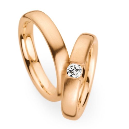 Matte Trauringe mit Brillant