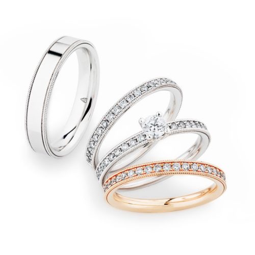 Millgriff Trauringe mit Brillanten im Vintage-Design