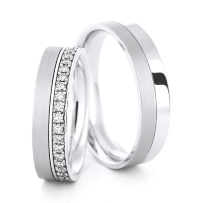 Moderne Trauringe mit Brillanten in Köln bei Juwelier Mommen am Neumarkt.