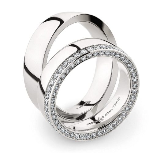 Platin Trapez-Trauringe mit Brillanten