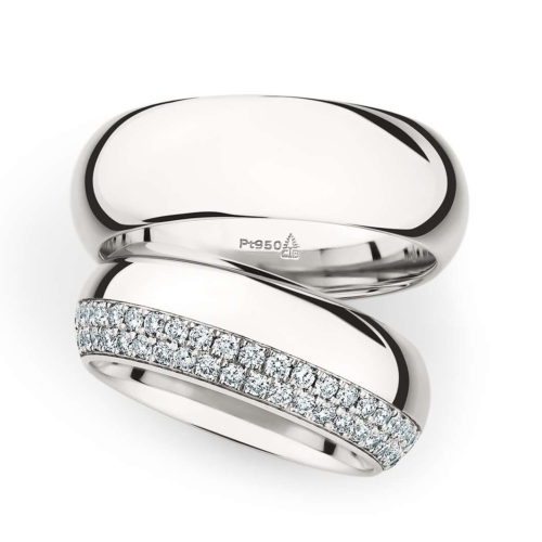 Platintrauringe mit doppelreihigen Brillanten
