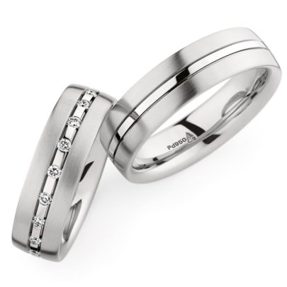 Trauringe Palladium mit 20 Brillanten in Köln bei Juwelier Mommen am Neumarkt