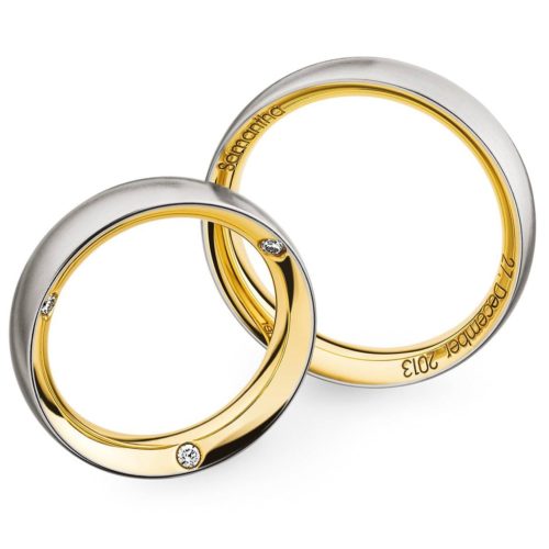 Trauringe Platin Gelbgold 3 Brillanten