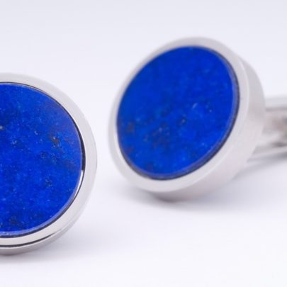Weißgold-Manschettenknöpfe mit Lapis vom Juwelier in Köln