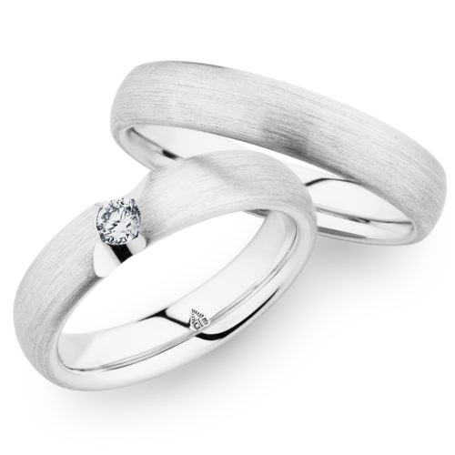 elegante Weißgold Trauringe mit Brillant