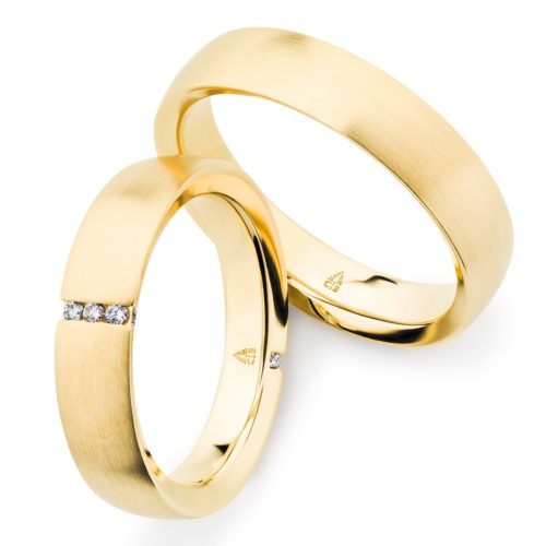 Trapez Trauringe mit Brillanten