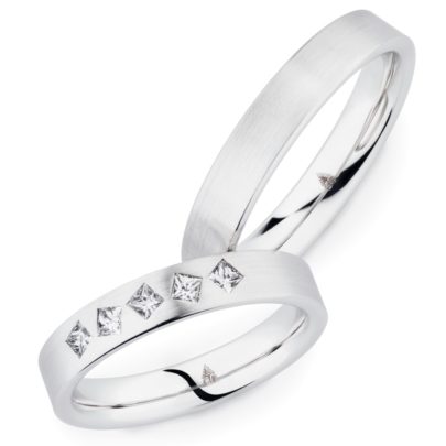 Trauringe mit Diamanten im Princess-Cut in Köln beim Trauringjuwelier am Neumarkt.
