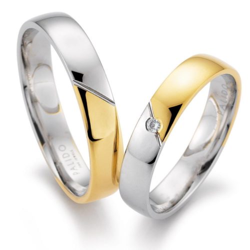 Bicolor Eheringe mit Brillant