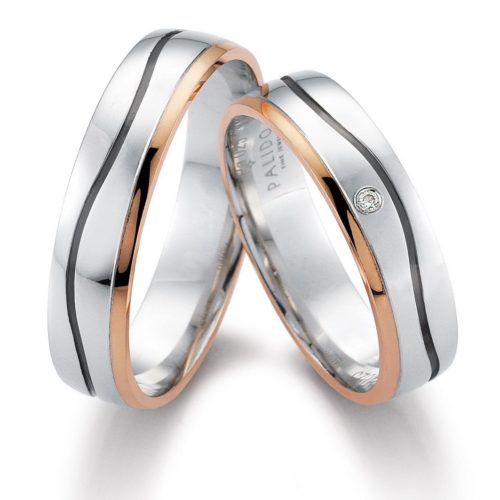 Bicolor Eheringe mit Wellenfuge