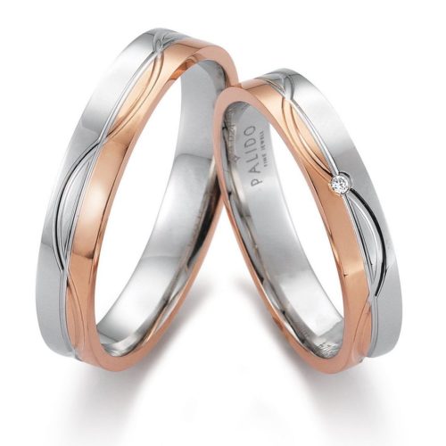 moderne Bicolor Eheringe mit Wellenfuge