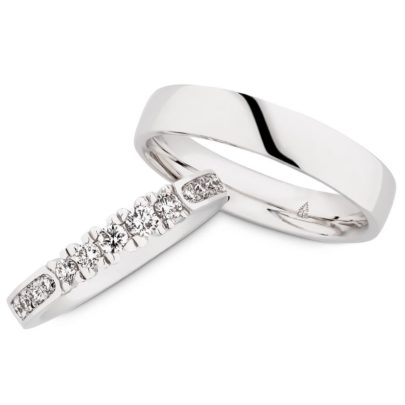 Elegante Brillant-Trauringe von Juwelier Mommen am Neumarkt in Köln.
